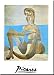 Baigneuse Assise Au Bord De La Mer By Pablo Picasso Fine Art Print / Poster 9.50 X 12.00 In. - Framed In A 1.25" Wide Flat Blue Wood Frame