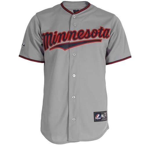 MLB Youth Minnesota Twins Grey Short Sleeve 6 Button Synthetic Replica Baseball Jersey Spring 2011  (Grey, Large)
