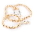 Peach 8mm Glass Pearl Necklace, Bracelet and Earrings Set by Margot Townsend
