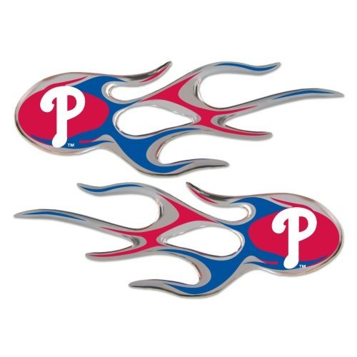 Philadelphia Phillies MLB Baseball Sports Team Chrome Micro Flame Decal Sticker Car Truck Motorcycle Set of Two