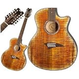 Dean Exotica Flame Maple 12-String Acoustic/Electric Cutaway Guitar w/Tuner Pre Amp Tiger Eye
