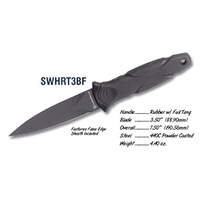 Smith and Wesson SWHRT3BF HRT False Edge Military Boot Knife, Black by Smith & Wesson