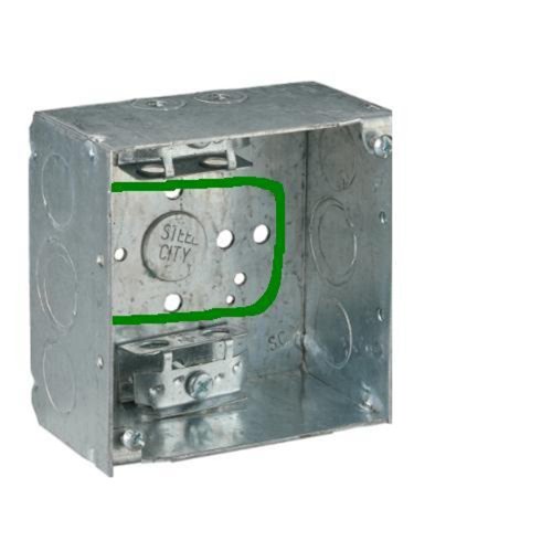 Steel City 52151XP Pre-Galvanized Steel Square Box with C-3 Armored Cable Clamps, 1/2-Inch and 3/4-Inch Eccentric Knockouts and Pigtail