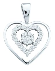 0.25CTW ROUND DIAMOND LADIES FLOWER SET HEART PENDANT