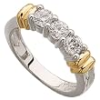 Two Tone Three Diamond Fashion Ring