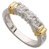 Two Tone Three Diamond Fashion Ring