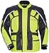 Tourmaster EPIC JACKET HI-VISIBILITY YELLOWTourmaster Epic Jacket- The Three Quarter Length 600 Denier Carbolex- Plus and 600 Denier Ballistic Polyester shell incorporates reflective Phoslite- material panels for strength and increased nighttime visibility- Features an Aqua-Barrier under-thehelmet hood to eliminate seepage in the collar area; The hood easily stows in a hidden collar pocket- A waterproof and breathable Rainguard- barrier allows rain protection without perspiration buildup- Collar anchor snap eliminates flapping while collar is open- Integrated kidney and back support belt easily deploys or stows from a hidden sleeve- Waterproof zippered 3-position shoulder vents combine with chest vents, sleeve vents, rear exit vents and the Pipeline Ventilation System to provide maximum flow-through ventilation- Durable two-way main zipper closure, with dual wind flap, seals out the elements- Phoslite- black reflective piping and wide strips across the back, Phoslite- material panels and Tour Master-s signature reflective rear triangle increase nighttime visibility- The fleece lined collar and cuffs are soft, yet durable- Adjustable sleeve take-up straps at the forearm and bicep help to secure elbow armor and material- Removable, CE Approved armor at the elbow and shoulder with an articulated triple density back protector- Tour Master-s removable liner features warming 80g 3M- Thinsulate- insulation- Vertical zippered chest map pockets, zippered hand warmer pockets with flap closure bellows pockets, internal media pocket and a dual zippered fanny pack- Adjustable waist belts, with TPR pulls help to fine tune the fit- Includes a jacket/pant zipper attachment with the pant side included