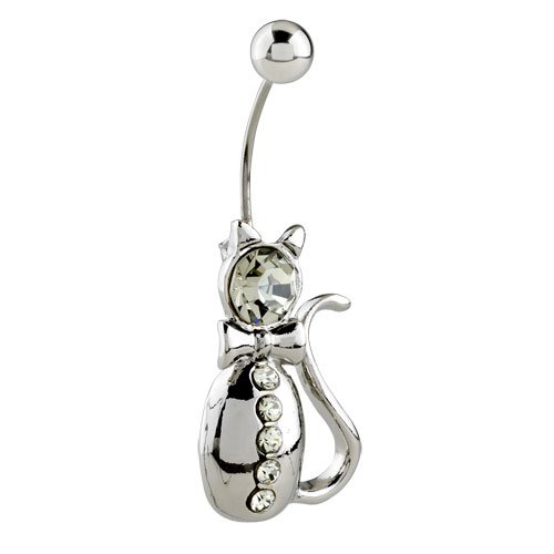 Cat Button Navel Body Jewelry Animal Dangle Belly Ring