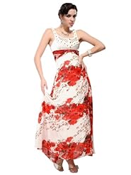 Polyester  Floral Print  Dress With Rhinestones