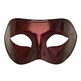 IMAGE OF Black Venetian Masquerade Mask with Red Glitter ~ Mardi Gras Masks