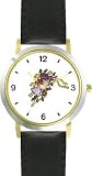 41P4h67fI3L. SL160  Red Roses   Pink Wedding Bells   WATCHBUDDY® DELUXE TWO TONE THEME WATCH   Arabic Numbers   Black Leather Strap Womens Size Small