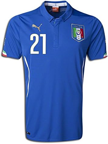 Puma Andrea Pirlo #21 Italy Italia 2014 FIFA World Cup Brazil Large Blue Home Soccer Jersey