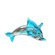Speckled Aqua Dolphin Glass Foil Pendant with Organza Choker