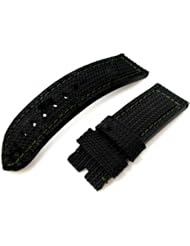 24mm MiLTAT Honeycomb Black Nylon Watch Strap, Green Stitch for Pin-Buckle Use