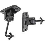 VideoSecu One Pair Black Universal Satellite Speaker Mount Bracket for Wall and Ceiling, fits Keyhole and thread hole with 1/4 20 threads, 4mm and 5mm 1ST