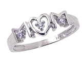 14K Yellow or White Gold Small Diamond Mom Ring-Diamond-full, half sizes from 5-8.5