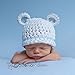 Melondipity Sugar Bear Boy White with Light Blue Trim Beanie Baby Hat - White