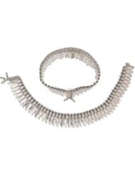 Sterling Floral Anklets (Price Per Pair) - Sterling Silver