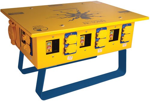 Ericson 50A 125/250V Temp Portable Power Distribution Box - (6) 5-20R Duplex w/ GFCI protection - 1066FS - Oscar - Made in USA