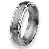 Chisel Ridged Edge Satin and Polished Titanium Ring (7.0 mm) - Sizes 7.5-13.5