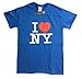 I Love NY New York Short Sleeve Screen Print Heart T-Shirt Royal Blue