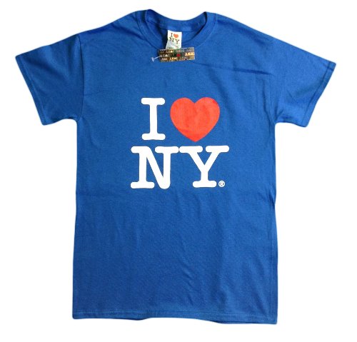 I Love NY New York Short Sleeve Screen Print Heart T-Shirt Royal Blue