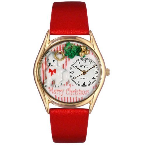 Whimsical Watches Women's C1220009 Classic Gold Halloween Flying Witch Black Leather And Goldtone Watch