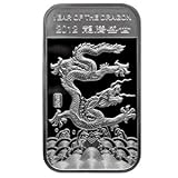 2012 Year of the Dragon 1 oz .999 Fine Silver Bar in Air-Tite capsule