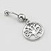 316L Surgical Steel 14G Clear Crystal Silver Color Tree of Life Dangle Navel Ring Belly Bar Button