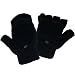 Ladies and Teens Winter Knit Flip Mitten Fingerless Gloves Glomitt Black