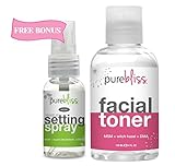 Witch Hazel Facial Toner by Pure Bliss - Infused with Skin Revitalizing and Pore Minimizing Natural Ingredients - MSM, DMAE, Organic Aloe, White Willow Bark and Tea Tree Oil - Free Trial Size Make Up Setting Spray with Hyaluronic Acid & Green Tea with Purchase