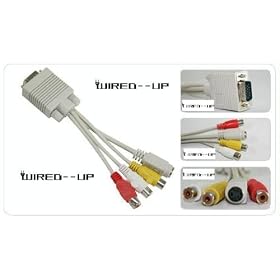 VGA TO TV RCA S-VIDEO ADAPTER CONVERTER CABLE PC LAPTOP - Wired--up