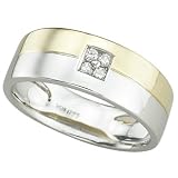 14K Two Tone Gold Men's Channel Set Round Diamond Band Ring