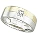 14K Two Tone Gold Men's Channel Set Round Diamond Band Ring
