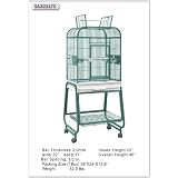 HQ 22x17 Bird Cage & Stand for Small & Medium Parrots-Black Silver