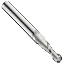 Precision Twist EB3302 Solid Carbide End Mill, Uncoated (Bright) Finish, 2 Flute, Ball End