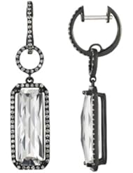 14K White Gold 10.96ct Diamond & Octagon White Topaz Dangle Earrings