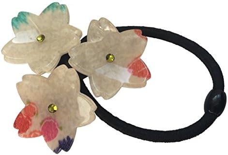 Moeni Tri Flower Handmade Japanese Ponytail Holder Hair Elastic Tie Ponies