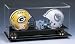 Double Mini Football Helmet Display Case with Gold Risers