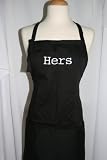 Black Embroidered Apron "Hers"