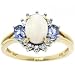 Genuine Opal Tanzanite & Diamond 3 Stone Ring in 14K Yellow Gold