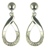 9ct White Gold Ladies 5 Point Diamond Loop Dropper Earrings