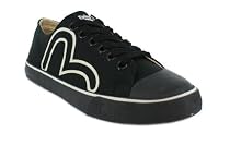 EVISU NIKKO-SAN CANVAS LACE UP TRAINERS BLACK/GREY