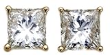 18k Yellow Gold, Princess-Cut, Diamond 4-Prong Stud Earrings (1 1/2 cttw, H-I Color, SI1-SI2 Clarity)