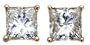 Certified 18k Yellow Gold, Princess-Cut, Diamond 4-Prong Stud Earrings (1 cttw, H-I Color, SI1-SI2 Clarity)