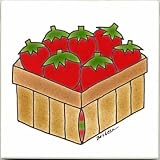 FRUITS-VEGETBLES-TRIVETS-WALL PLAQUES-STRAWBERRIES TILE by Besheer Art Tile, Bedford, New Hampshire, U.S.A.