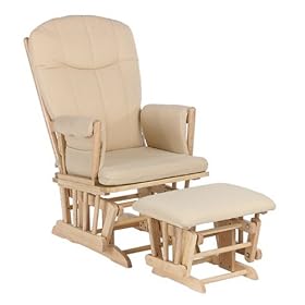 Natural Glider/Ottoman Combination with Beige Fabric