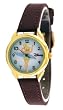 Disney #TNK453 Women's Brown Leather Strap Tinkerbell Watch