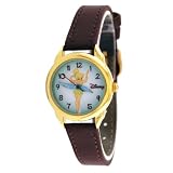 Disney #TNK453 Women's Brown Leather Strap Tinkerbell Watch