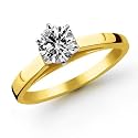 14k Yellow Gold 1/3 Carat Round Cut Cathedral Solitaire Diamond Ring (G-H ; SI1-2) Size 5